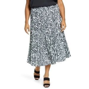 Halogen Animal Print Pleated Midi Skirt
